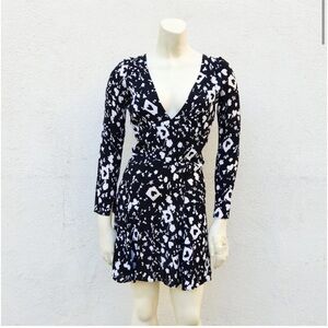Reformation Black and White Floral Print Dress